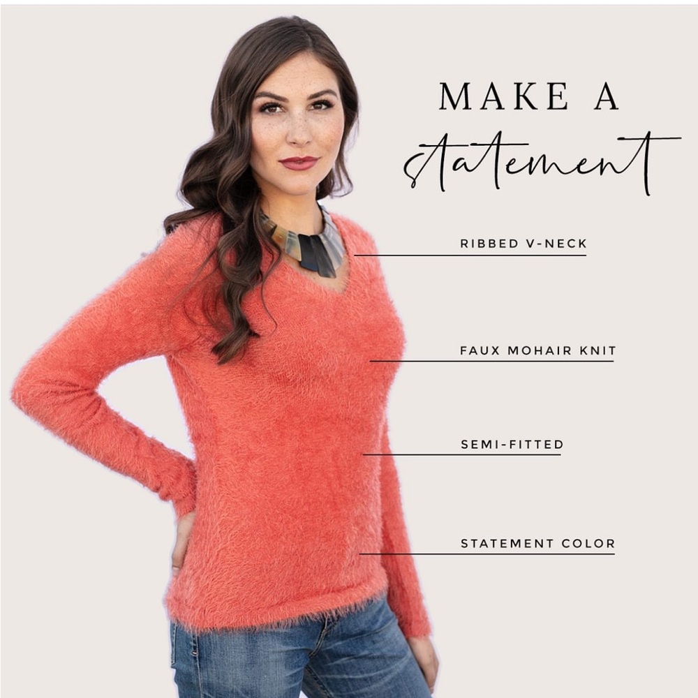 Evy’s Tree super soft check sweater in beautiful coral color. NWOT.